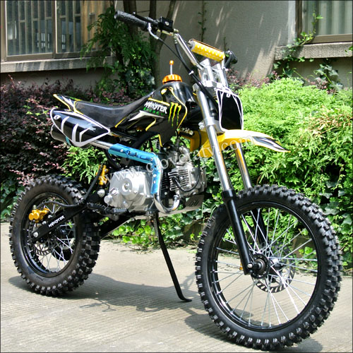 Yellow Super Motocross Kick Start 125CC Dirt Bike Pit Bike with Chain Driving
