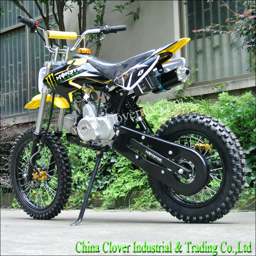 Yellow Super Motocross Kick Start 125CC Dirt Bike Pit Bike with Chain Driving
